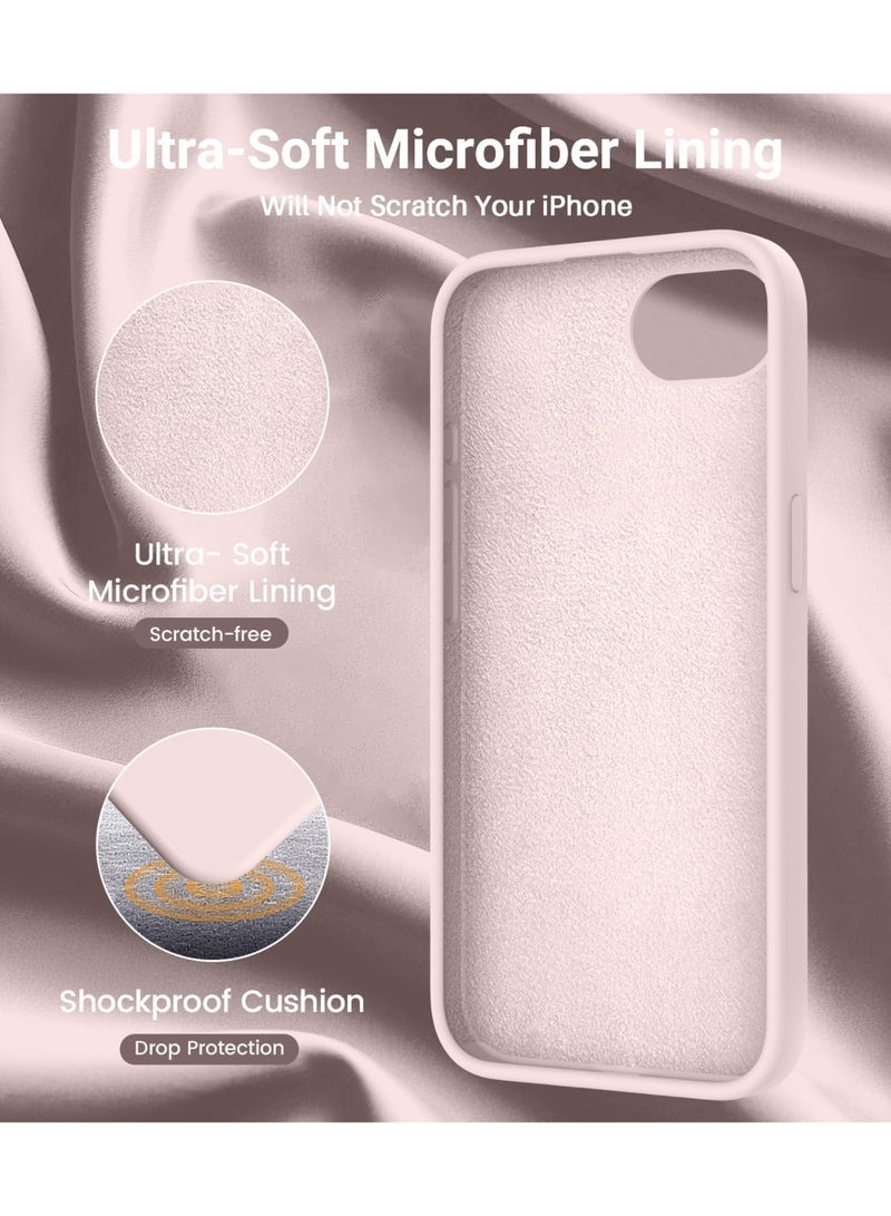 Compatible with iPhone 16e Case 6.1"(2025), Liquid Silicone 3 Layers Full Covered Soft Gel Rubber Phone Case,Shockproof Protective Cover with Anti-Scratch Microfiber Lining-(Sand Pink) - Image 5