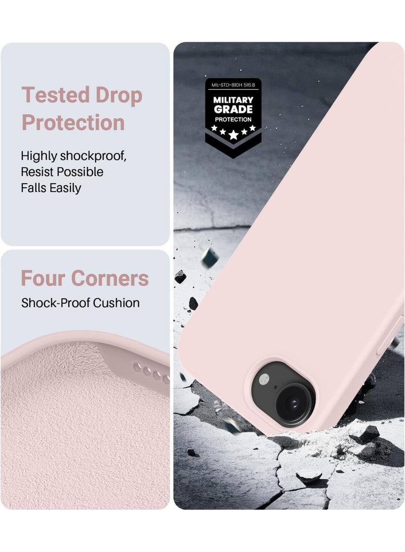 Compatible with iPhone 16e Case 6.1"(2025), Liquid Silicone 3 Layers Full Covered Soft Gel Rubber Phone Case,Shockproof Protective Cover with Anti-Scratch Microfiber Lining-(Sand Pink) - Image 4