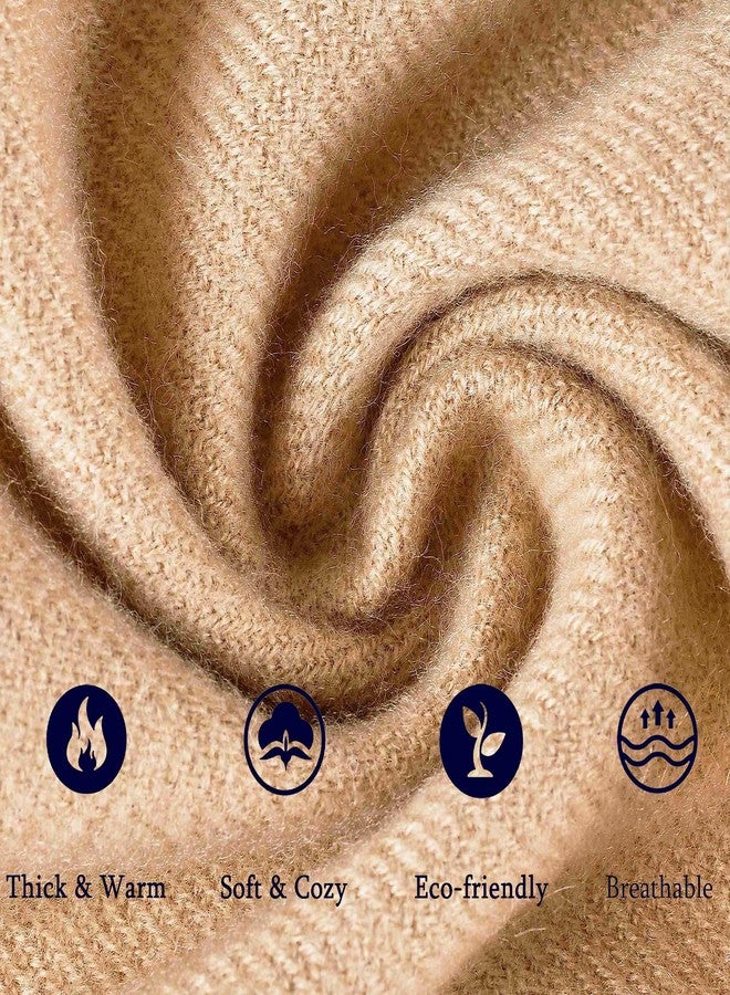 شالات وأوشحة صوفية للنساء، أوشحة شتوية ناعمة وسميكة ودافئة من صوف الباشمينا بلون الجمل لحفلات الزفاف والسهرات (لون الجمل) - Image 2