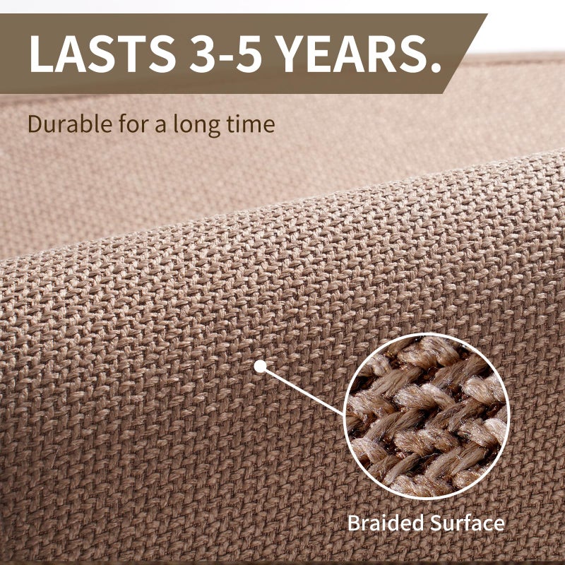 YDKGL Corner Kitchen Rugs Non Slip Washable  Rubber Backed Circular Sector Kitchen Mats for Floor  Super Absorbent Imitation Linen Braided Kitchen Floor Mat for Sink Corner Areas (Brown  Radius 39"") - Image 2