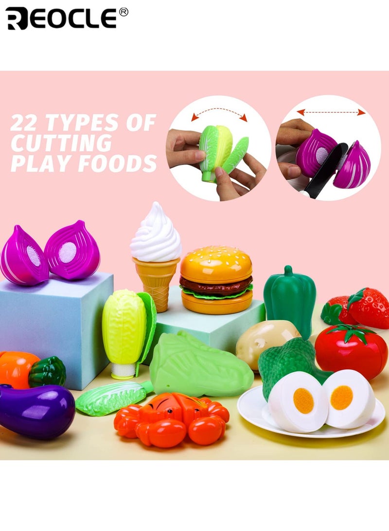 REOCLE 47pcs Children's Simulated Cooking Toys Role-Playing Kid's Toys Kitchen Game Early Education Enhance Learning and lmagination Durable Plastic Material Birthday Gifts for Boys sand Girls - Image 3