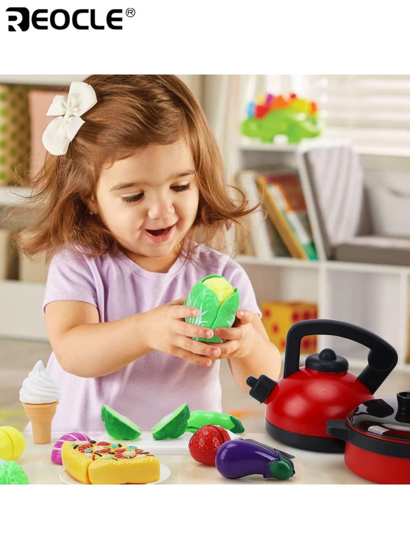 REOCLE 47pcs Children's Simulated Cooking Toys Role-Playing Kid's Toys Kitchen Game Early Education Enhance Learning and lmagination Durable Plastic Material Birthday Gifts for Boys sand Girls - Image 5