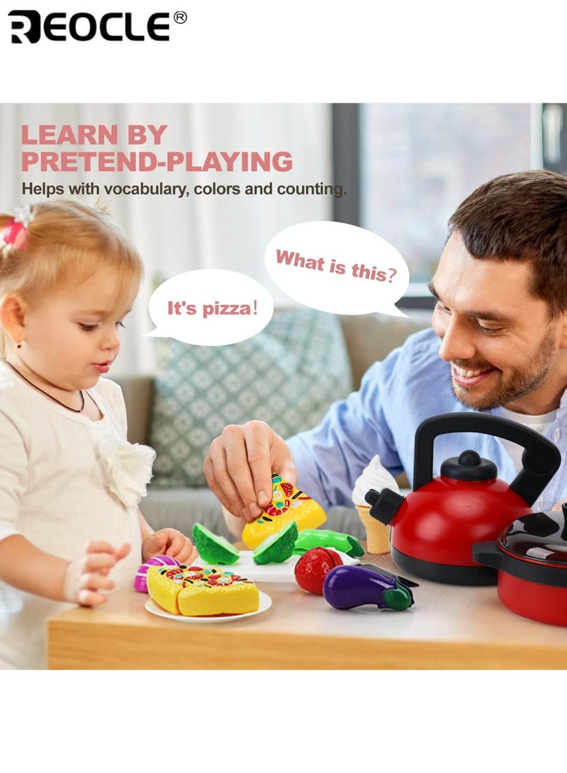 REOCLE 47pcs Children's Simulated Cooking Toys Role-Playing Kid's Toys Kitchen Game Early Education Enhance Learning and lmagination Durable Plastic Material Birthday Gifts for Boys sand Girls - Image 4