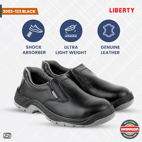 Liberty Warrior Lightweight Slip On Safety Shoes for Man | 3003-123 | Steel Toe Cap | Antislip & Water Resistant | Double Density, Antistatic & Abrasion Resistance | Black | Size 5 UK - Image 3
