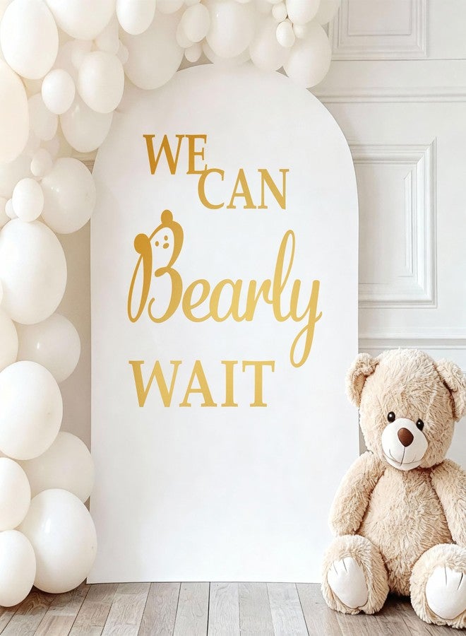 DIMARONGTON We Can Bearly Wait Decal for Baby Shower Banner, Gold Vinyl Wall Decal for Bear-Themed Backdrop, Gender Reveal or Neutral Baby Shower Decorations - Image 1