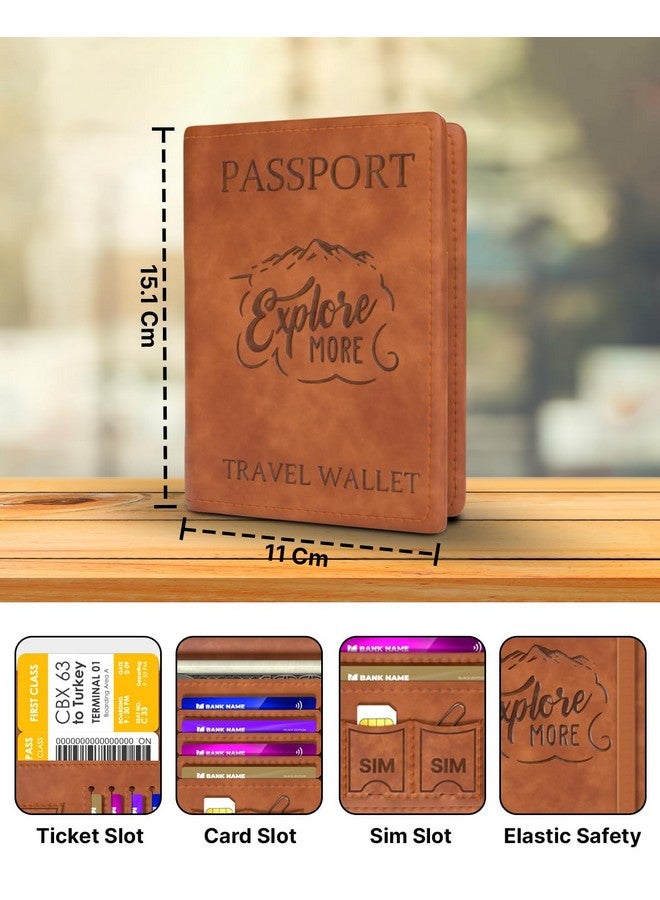 FEDUS FEDUS Passport Holder For Men & Women's Passport Cover Case Wallet Credit/Debit Card, Id Card, Ticket, Currency, Boarding Pass Slots, Rfid Protected Travel Document Accessories Organiser -Faux Leather  - Image 2