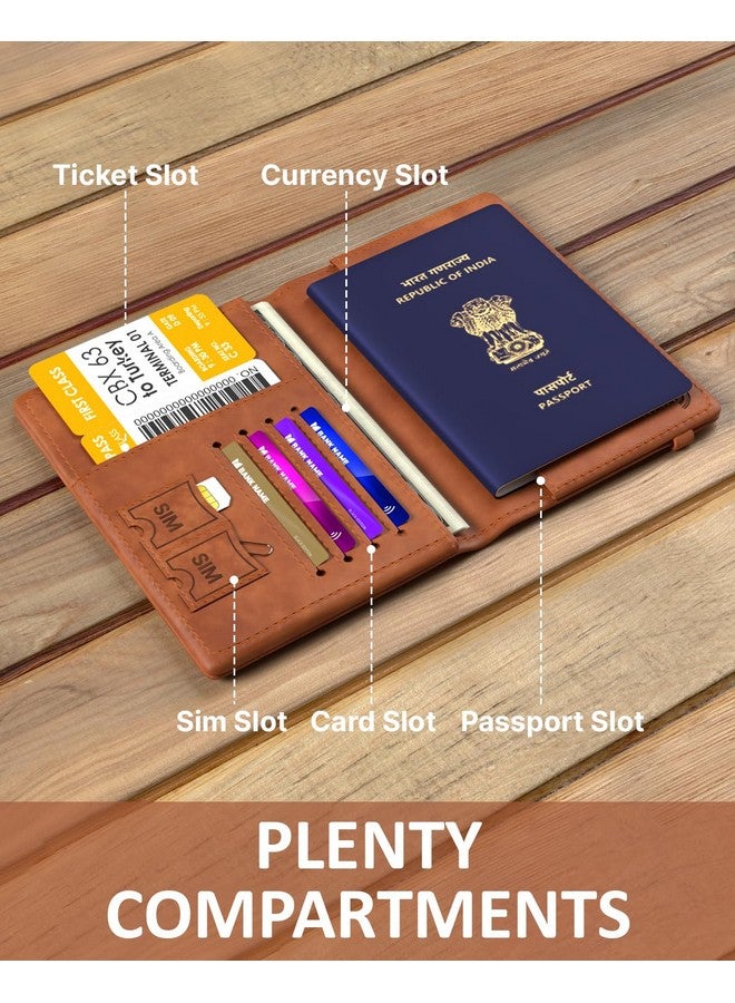 FEDUS FEDUS Passport Holder For Men & Women's Passport Cover Case Wallet Credit/Debit Card, Id Card, Ticket, Currency, Boarding Pass Slots, Rfid Protected Travel Document Accessories Organiser -Faux Leather  - Image 3