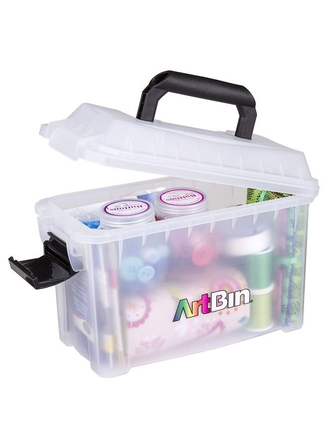ArtBin 6815AG Mini Sidekick Carrying Case, Portable Art & Craft Organizer with Handle, [1] Plastic Storage Case, Clear - Image 1