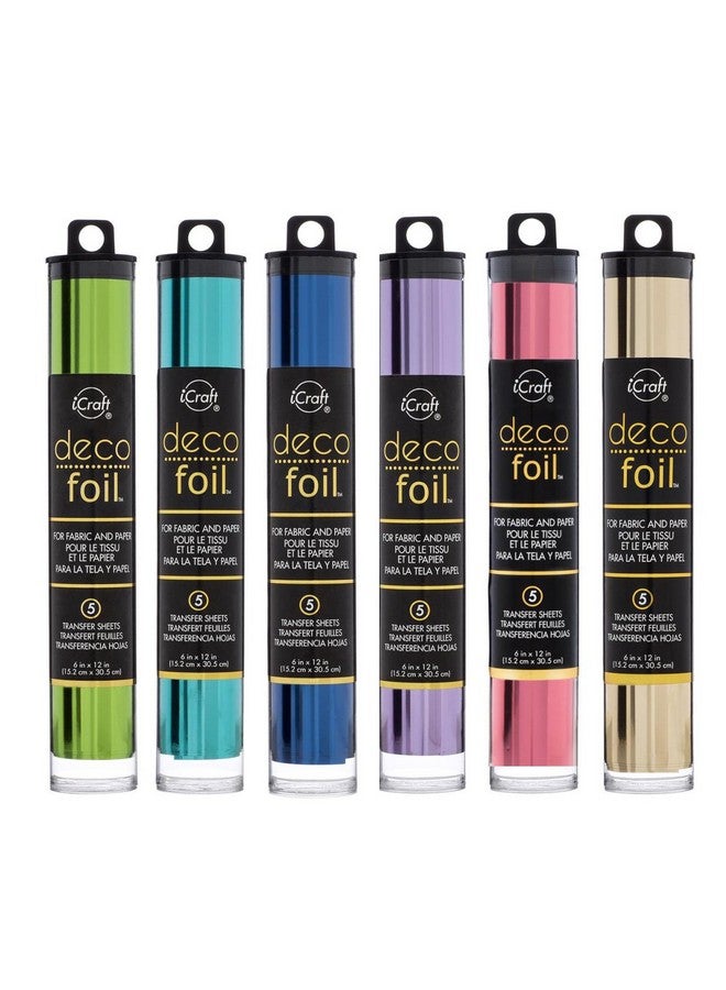 Deco Foil Transfer Sheets Champagne Spring Green Aqua Deep Blue Lilac & Pink Melon Bundle Of 6 Packages