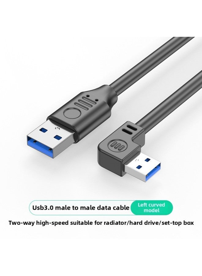 Dual-head USB3.0 Male Data Cable Charging Line Power Cord Male-to-male Extension Line Notebook Radiator USB-Color:【left Elbow】 Double-head Usb 3.0 High-speed Transmission Model-1m
