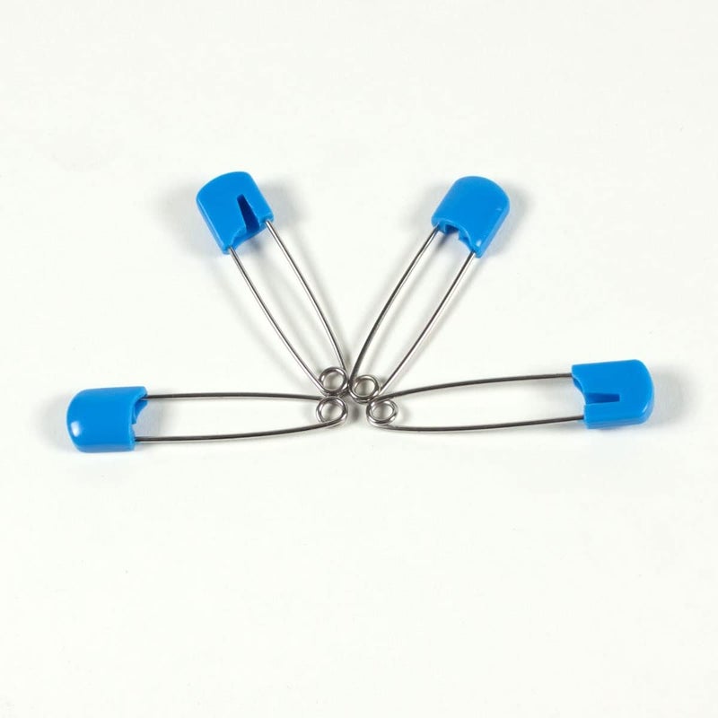 OsoCozy Cloth Diaper Nappy Pins 4 Packs - 4 Stainless Steel Safety Pins with Locking Plastic Heads. Durable, Safe and Cute 2.2 Inches Long (Blue) - Image 1