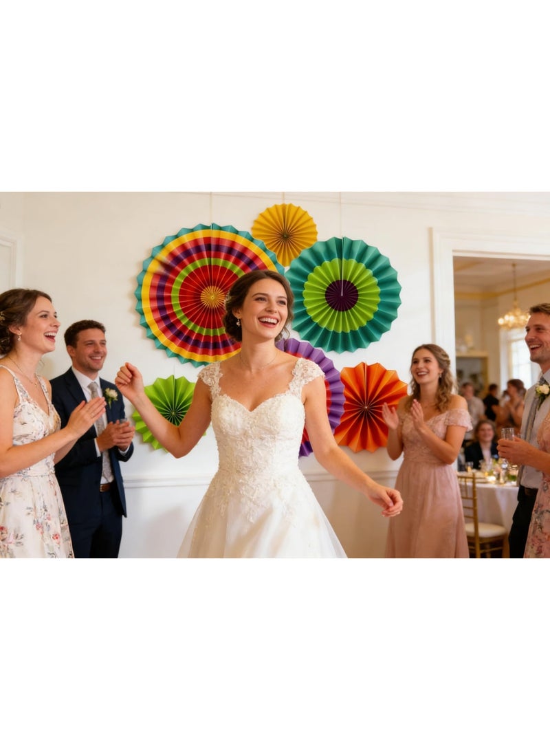 Amscan 6 Piece Summer Shell Paper Fan Decoration Colorful Hanging Paper Fans - Assorted 8/12/16 Inch Fiesta Decor for Party Backdrop & Photo Booth - Image 5