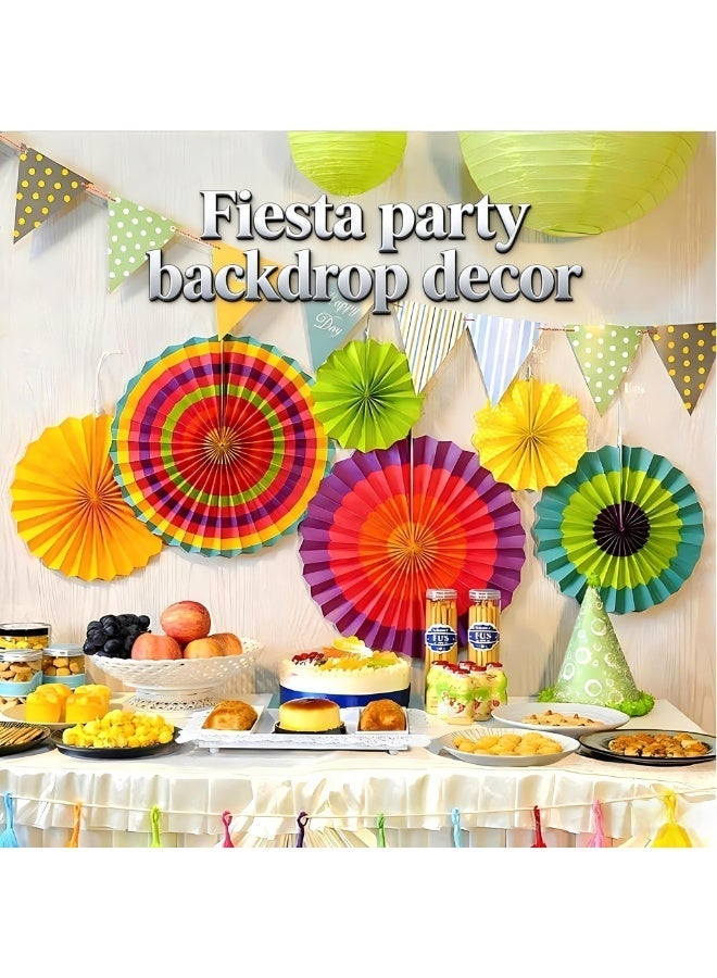 Amscan 6 Piece Summer Shell Paper Fan Decoration Colorful Hanging Paper Fans - Assorted 8/12/16 Inch Fiesta Decor for Party Backdrop & Photo Booth - Image 2