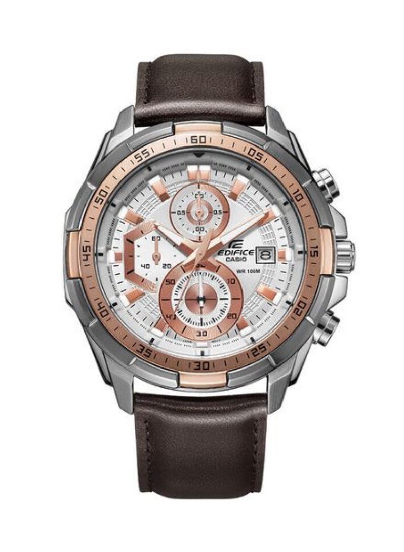 كاسيو ساعة كاسيو إيديفيس كرونوغراف للرجال بحزام جلدي بني - Image 1