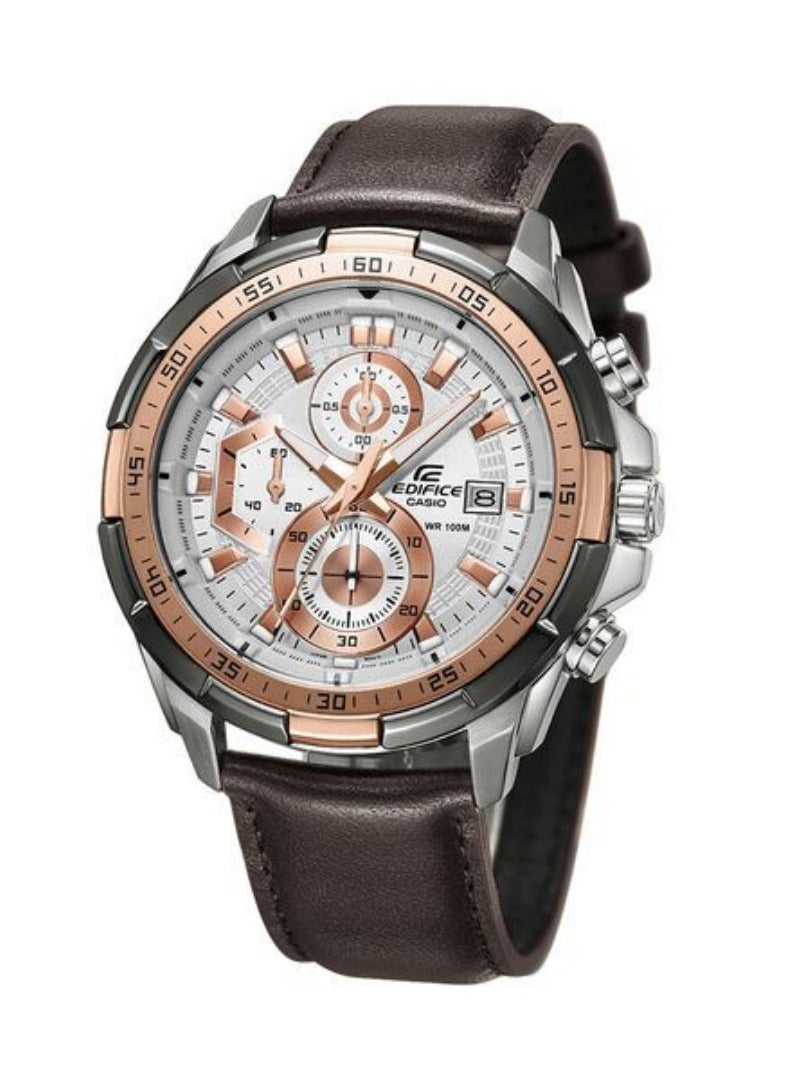 كاسيو ساعة كاسيو إيديفيس كرونوغراف للرجال بحزام جلدي بني - Image 2