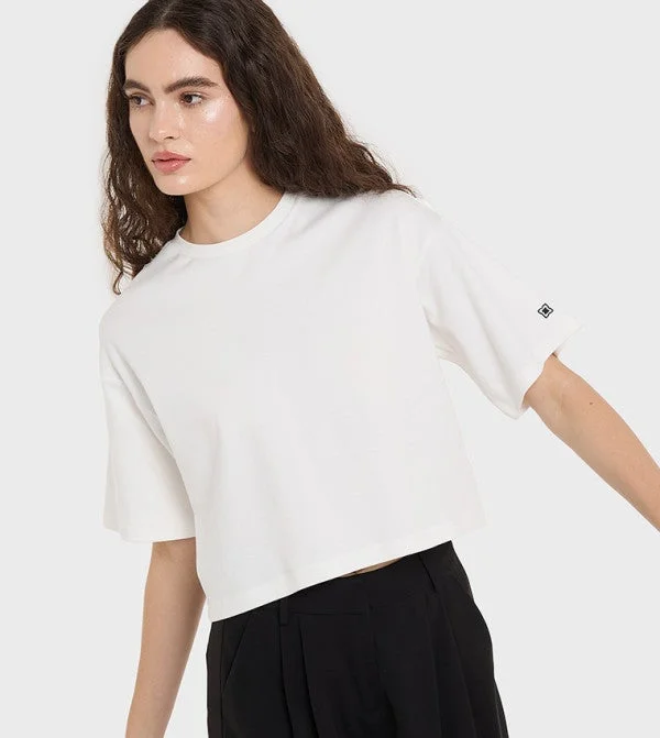 بي سي بي جي BCBG Crop T Shirt With Logo Embroidery