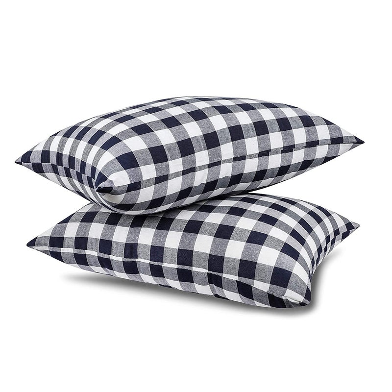 JY Hotel Collection Bed Pillows for Sleeping - Queen Size, Set of 2 - Soft Allergy Friendly, Cooling, Luxury Gel Pillow for Back, Stomach or Side Sleepers in Cotton Multi Check Size 16 * 27 inch - Image 5