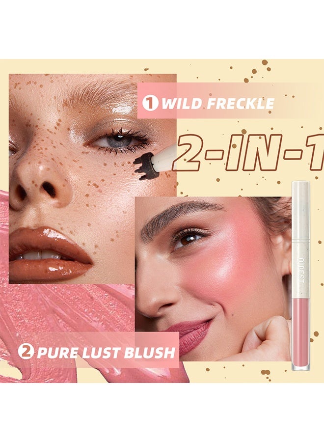 QiBest Blush Freckle Pen 2 in 1 Natural Lifelike Brown Freckle Stamp Pen, Pinke Liquid Blush for Natural Sunkissed Makeup,Waterproof Long Lasting Quick Dry Freckle Marker Pen - Image 3
