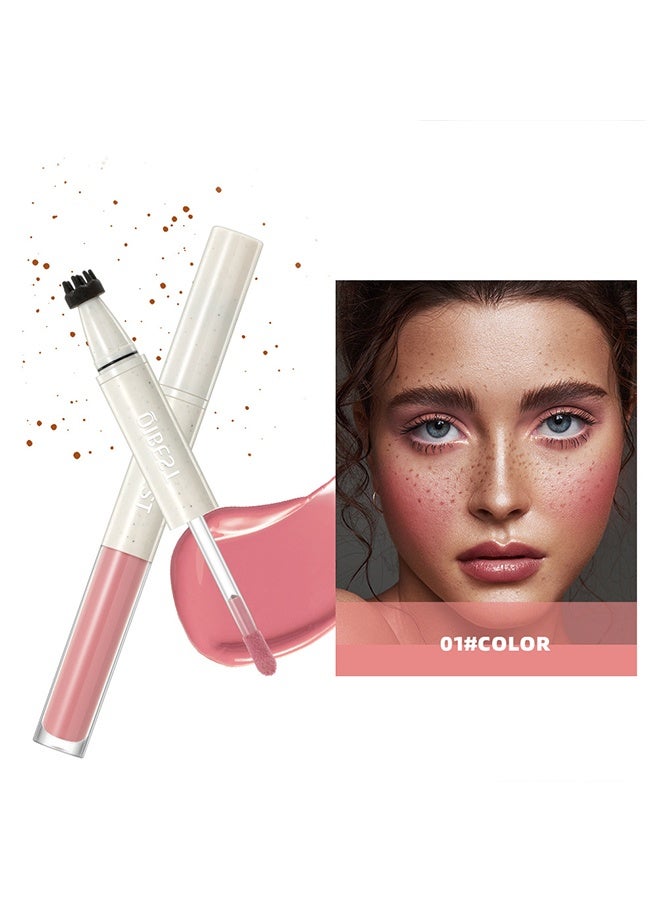 QiBest Blush Freckle Pen 2 in 1 Natural Lifelike Brown Freckle Stamp Pen, Pinke Liquid Blush for Natural Sunkissed Makeup,Waterproof Long Lasting Quick Dry Freckle Marker Pen - Image 2