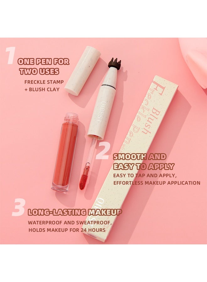 QiBest Blush Freckle Pen 2 in 1 Natural Lifelike Brown Freckle Stamp Pen, Pinke Liquid Blush for Natural Sunkissed Makeup,Waterproof Long Lasting Quick Dry Freckle Marker Pen - Image 5