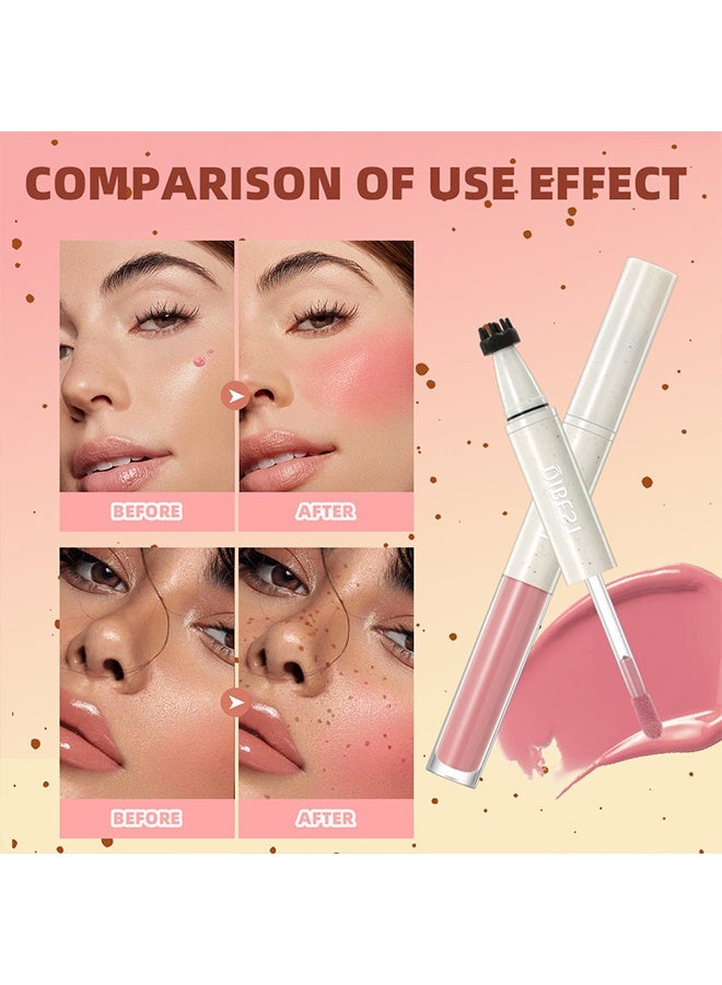 QiBest Blush Freckle Pen 2 in 1 Natural Lifelike Brown Freckle Stamp Pen, Pinke Liquid Blush for Natural Sunkissed Makeup,Waterproof Long Lasting Quick Dry Freckle Marker Pen - Image 4