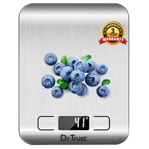 Dr Trust USA Stainless Steel Electronic Kitchen Digital Scale Weighing Machine For Health, Fitness, Diet, Nutrition, Cooking and Home Baking with Touch Button, Tare Function (5 Kg)-529 - Image 1