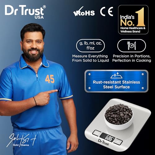 Dr Trust USA Stainless Steel Electronic Kitchen Digital Scale Weighing Machine For Health, Fitness, Diet, Nutrition, Cooking and Home Baking with Touch Button, Tare Function (5 Kg)-529 - Image 2