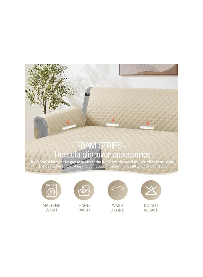 The Bros Couch Slipcover, L Shape Sofa Cover Sectional Couch Chaise Lounge Cover Double - Sided Reversible Sofa Cover Furniture Protector with Elastic Straps Cover for Home Kids Pets (Khaki, XL) - Image 5