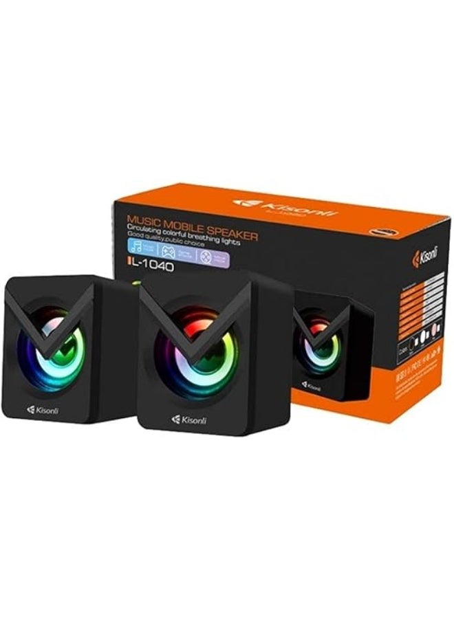 Kisonli Small USB Wired Computer Speakers – Clear Sound and Compact Design for Desktop Use  - Image 1