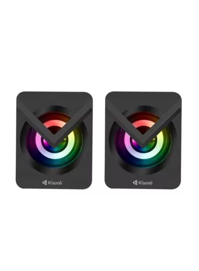 Kisonli Small USB Wired Computer Speakers – Clear Sound and Compact Design for Desktop Use  - Image 2