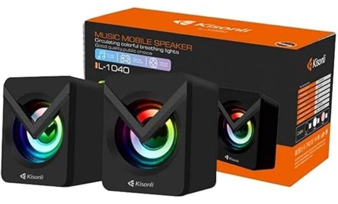 كيسونلي سماعات كمبيوتر سلكية صغيرة تعمل عبر USB – صوت واضح وتصميم مدمج للاستخدام المكتبي - Image 1