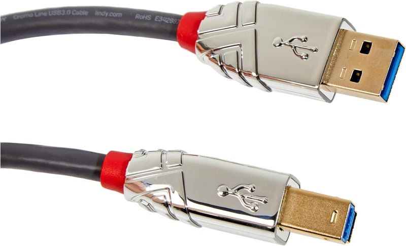 ليندا LINDY 36661 كابل USB 3.0 من النوع A إلى B، خط كرومو - رمادي، 1 متر - Image 2