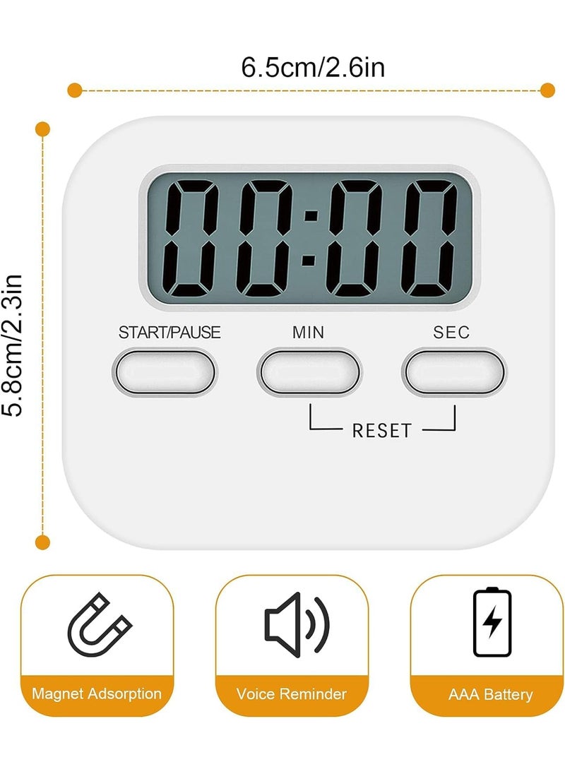 REDUCK REDUCK Digital Kitchen Timer Stopwatch Large LCD Loud Alarm Magnetic Stand Countdown for Cooking Baking Study Shower Bathroom Oven White with Flashing Light Retractable Stand  - Image 5