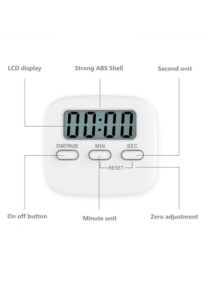 REDUCK REDUCK Digital Kitchen Timer Stopwatch Large LCD Loud Alarm Magnetic Stand Countdown for Cooking Baking Study Shower Bathroom Oven White with Flashing Light Retractable Stand  - Image 2