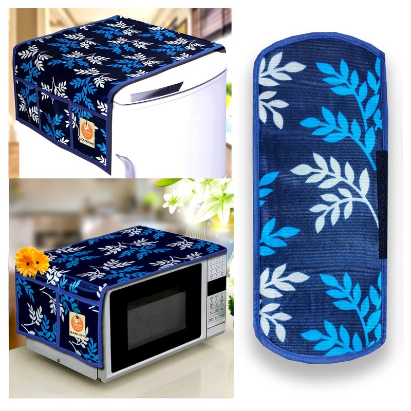 KANUSHI Industries® Fridge Covers/Refrigerator Cover + 1 Pc Handle Cover + 1 Pc Microwave/Oven Cover for Top (Color- Blue)(Copy-FRI+Micro-Blue-Small-LEVS+1 Handle) - Image 5