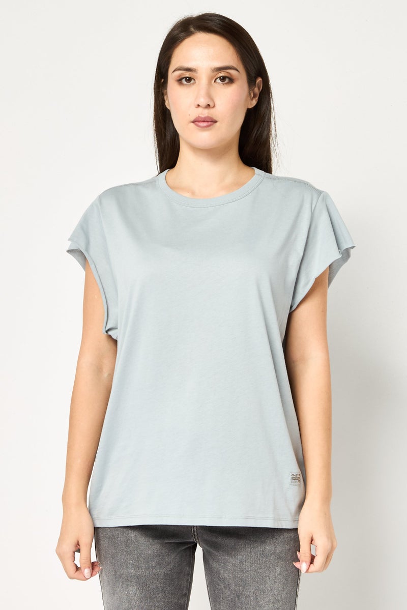 G-Star RAW Women Crew Neck Short Sleeve Plain T-Shirt, Light Grey - Image 1