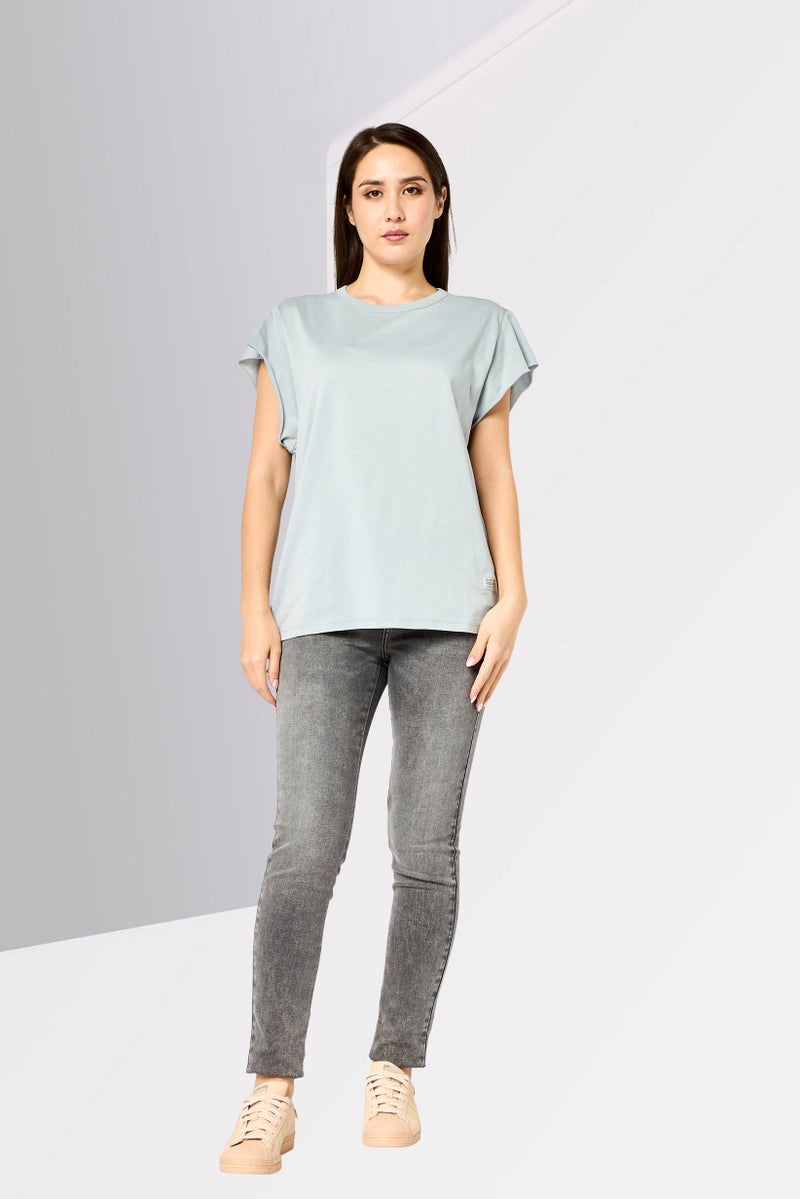 G-Star RAW Women Crew Neck Short Sleeve Plain T-Shirt, Light Grey - Image 2