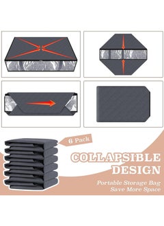 Arabest Under Bed Storage Bags - Foldable Large Capacity Organizers for Clothes, Bedding & Toys with Durable Handles | Gray 6-Pack (Ideal for Home Storage)  - Image 4