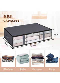 Arabest Under Bed Storage Bags - Foldable Large Capacity Organizers for Clothes, Bedding & Toys with Durable Handles | Gray 6-Pack (Ideal for Home Storage)  - Image 2