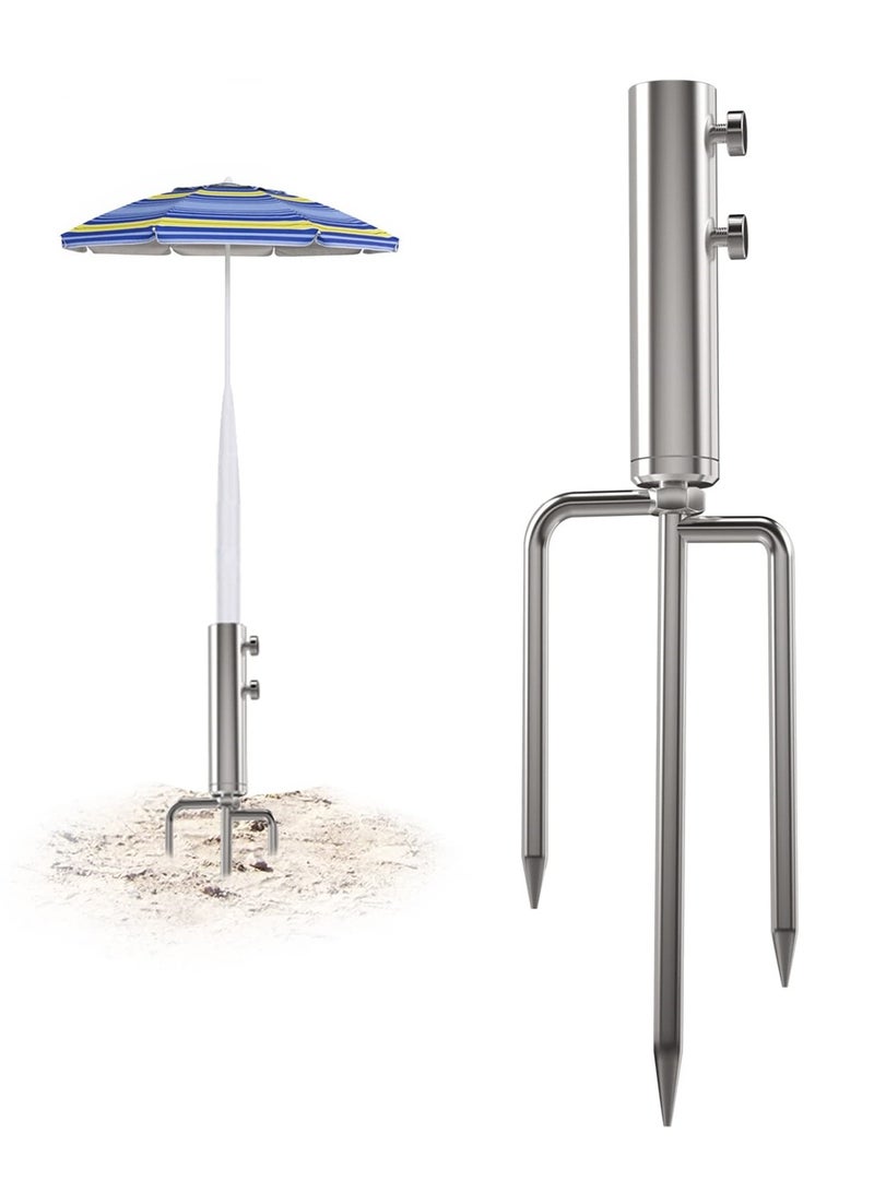 SYOSI Heavy Duty Metal Umbrella Stand Anchor, Outdoor Parasol Base with 3 Spikes, Ideal for Beach, Grass, and Sand, Secure Your Umbrella with Steel Strength  - Image 1