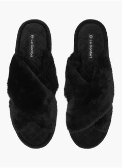 Women Faux Fur Textured Bedroom Slippers