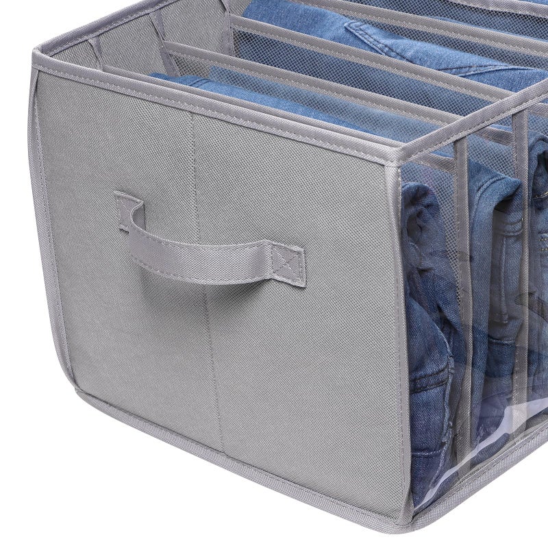 Zilink Upgraded Wardrobe Clothes Organizer with Support Board Clear Pants Organizer Bins for Closet with 7 Grids Divider Sweater Organizer for Closet for Jean Pant Sweater Legging T-Shirt, 3 Pack - Image 4