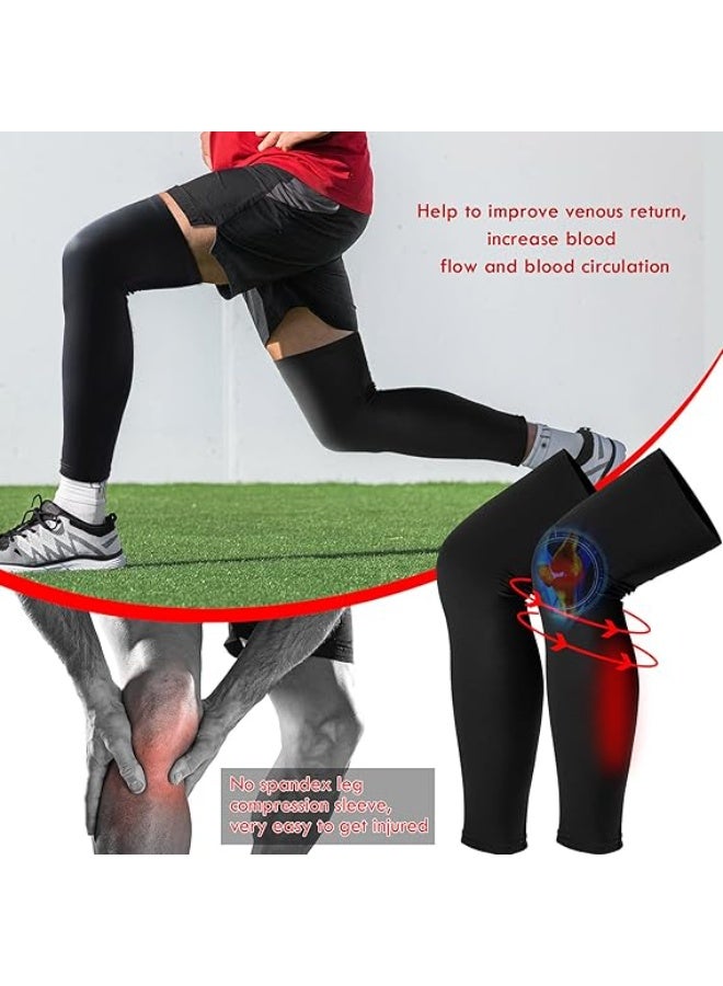 فاييت زوجان من أكمام الساق الضاغطة القابلة للتنفس، ودعم طويل للركبة والساق مع حماية من الأشعة فوق البنفسجية، وأكمام رياضية غير قابلة للانزلاق للجري وركوب الدراجات وكرة القدم وكرة السلة - Image 5