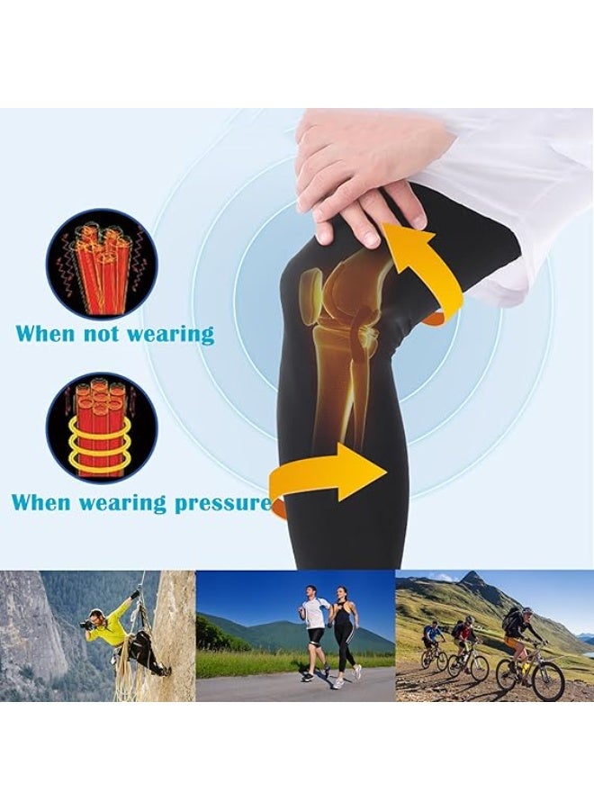 فاييت زوجان من أكمام الساق الضاغطة القابلة للتنفس، ودعم طويل للركبة والساق مع حماية من الأشعة فوق البنفسجية، وأكمام رياضية غير قابلة للانزلاق للجري وركوب الدراجات وكرة القدم وكرة السلة - Image 4