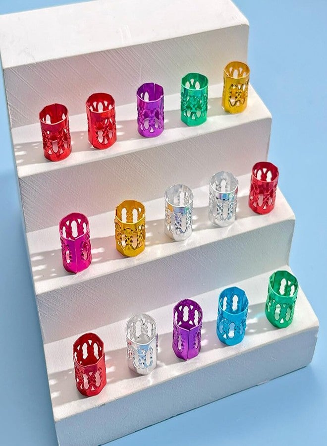 Elandy 100Pcs Aluminum Multi-Color Dreadlocks Beads Hair Braid Rings Clips Hair Jewels for Braids Hair Decorations Metal Cuffs(Random Color) - Image 3