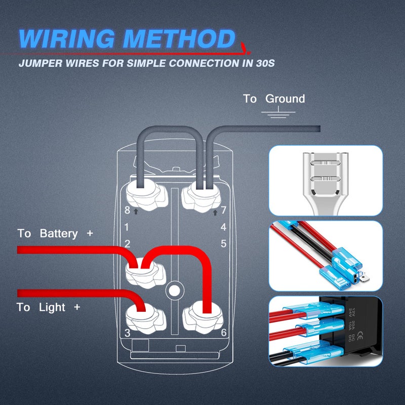MicTuning MIC-LSK1 Zombie Lights Symbol Rocker Switch On-Off LED Light, 20A, 12V, Blue - Image 5