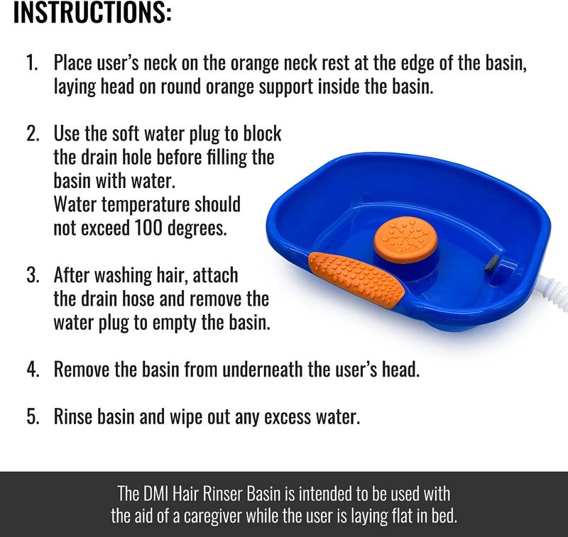 DMI Portable Shampoo Bowl for Bedside and Hair Washing Hair Cuts and Coloring for the Elderly Disabled Bedridden and Handicapped Blue - Image 5