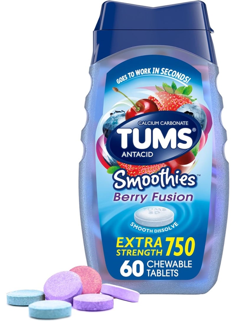 TUMS Antacid Smoothies Berry Fusion Tablets 60 Count - Image 1