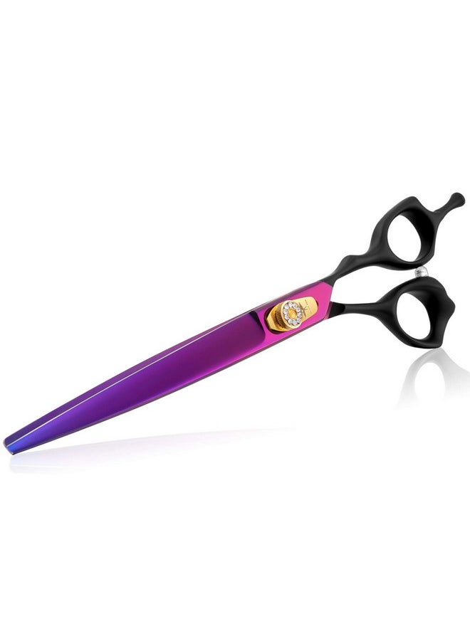 PURPLEBIRD PURPLEBIRD 8 Inch Straight Dog Grooming Scissors Professional Pet Cutting Shears Safety Noiseless Blunt Tip Trimming Shearing for Dogs Cats Japanese Stainless Steel Purple  - Image 1