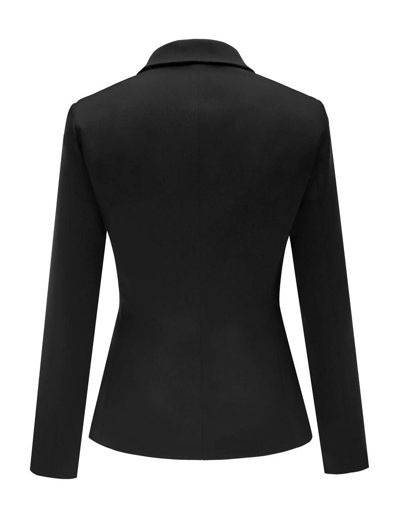 luvamia Women's Long Sleeve Formal Notch Lapel Button Down Blazer Pockets Jacket Black Size XL - Image 2